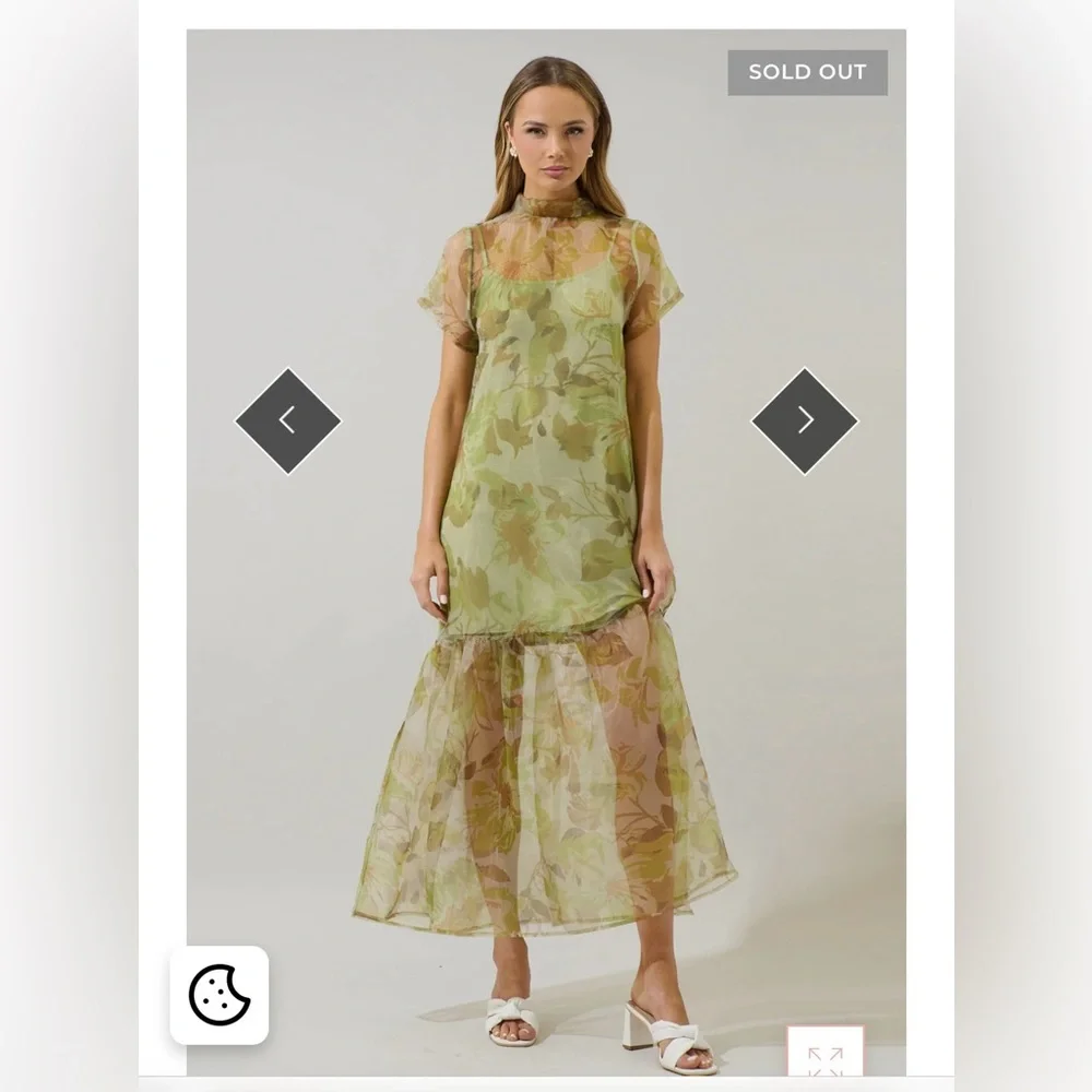 NWT Sugarlips Ellery Floral Dime Organza Maxi Dress - Picture 2 of 4